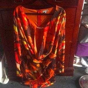 FashionNova plus size orange mesh dress
